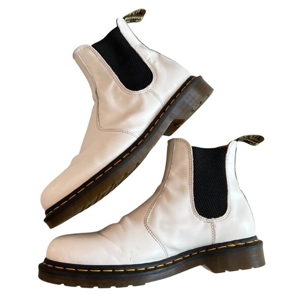 Dr Martens 2976 YS chelsea boots smooth white leather mens 10 womens 11 docs - Picture 6 of 13